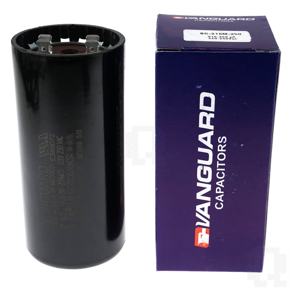 Vanguard BC-216M-250 Electric Motor Start Capacitor, 216-259µF, 220-250VAC
