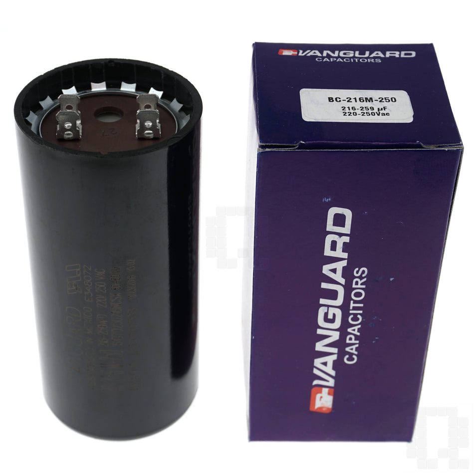 Vanguard BC-216M-250 Electric Motor Start Capacitor, 216-259µF, 220-250VAC
