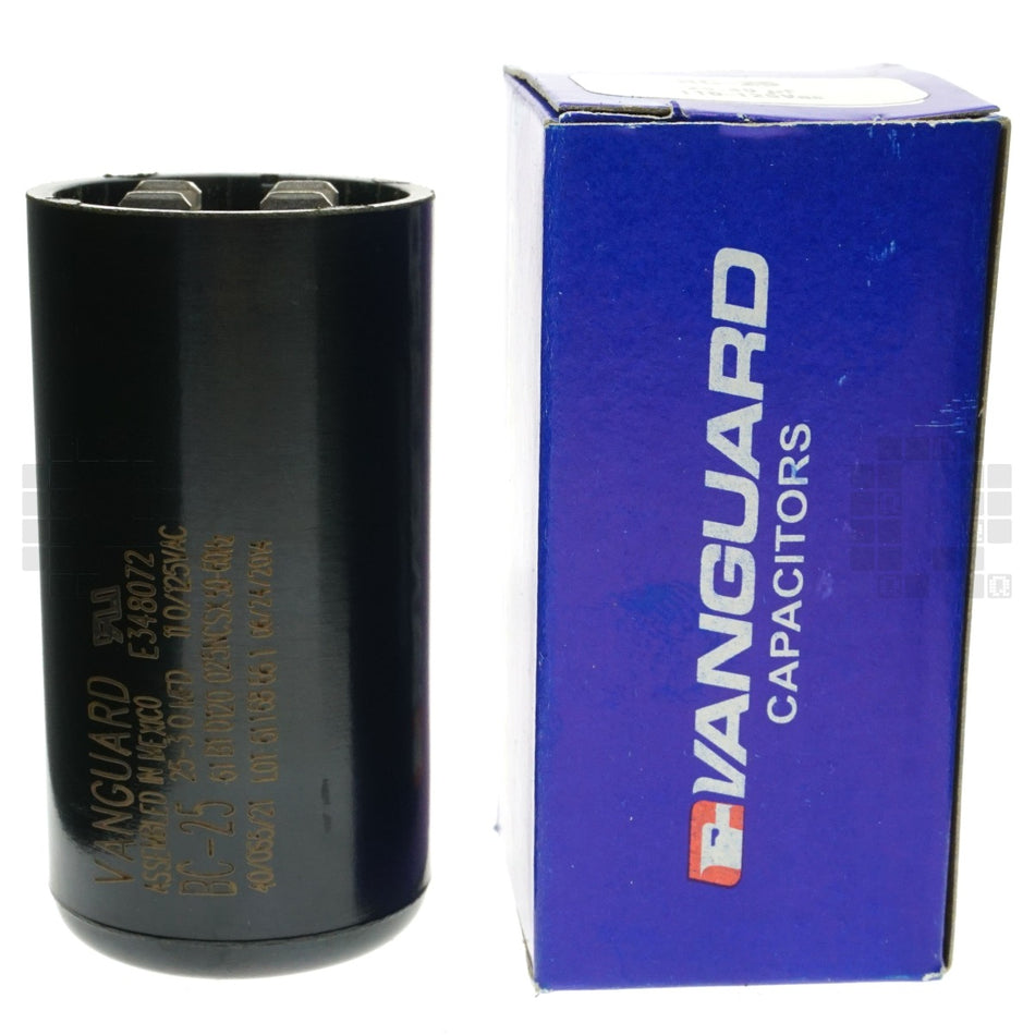 Vanguard BC-25 Electric Motor Start Capacitor, 25-30 uF, 110-125 VAC 50/60Hz