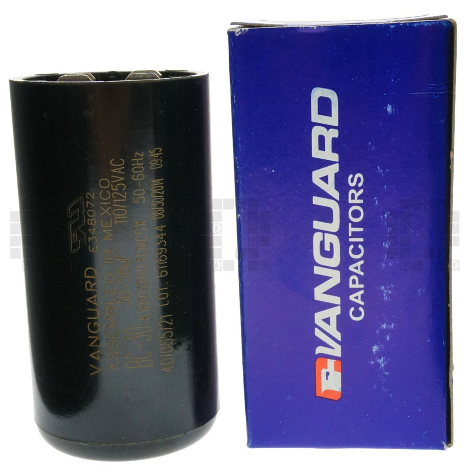 Vanguard BC-30 Electric Motor Start Capacitor, 30-36 uF, 125VAC 50/60Hz