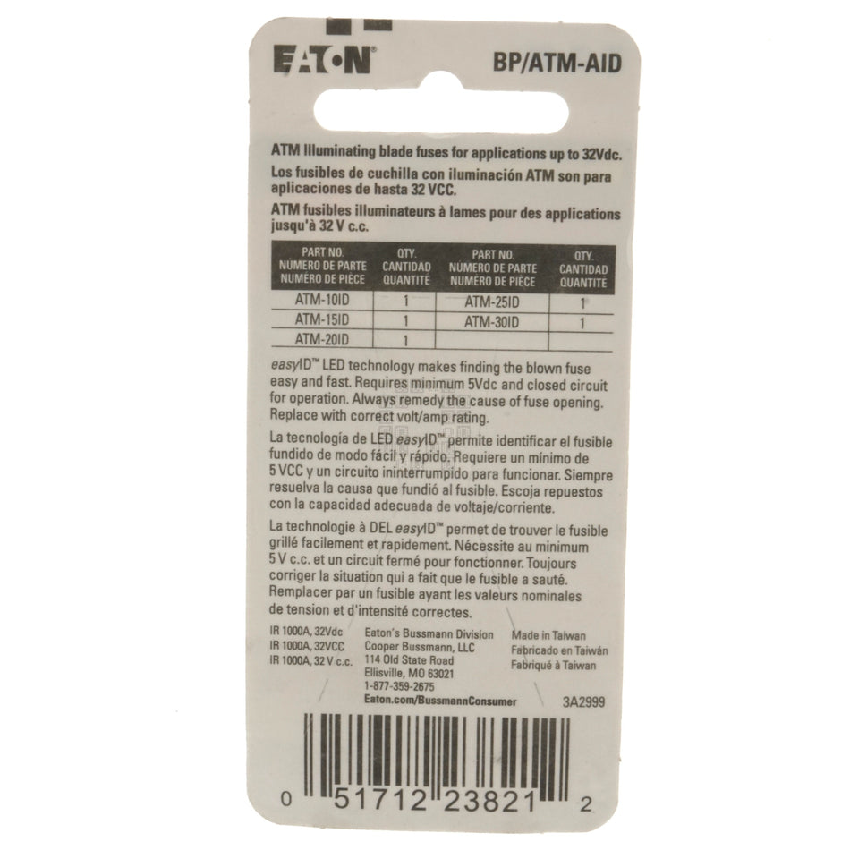 Eaton Bussmann BP/ATM-AID 5-Piece easyID Illuminated ATM Blade Fuse Assortment
