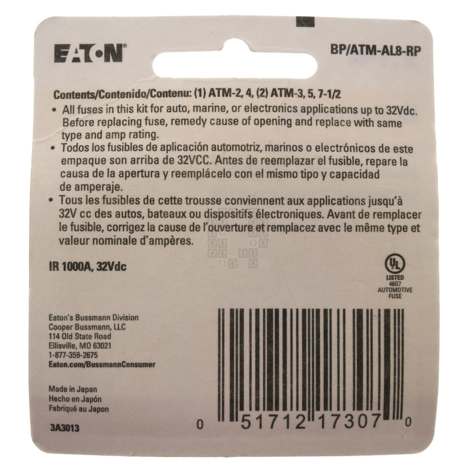 Eaton Bussmann BP/ATM-AL8-RP 8-Piece Low Amp Fuse Assortment