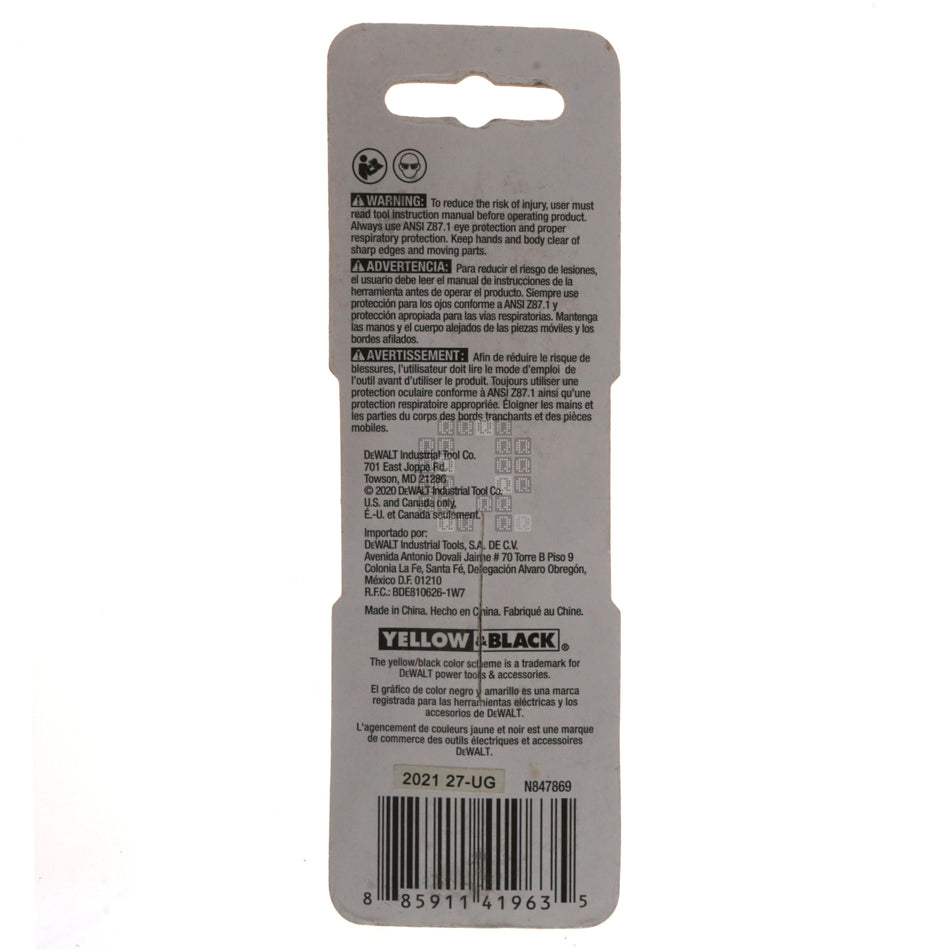 DeWALT DD5109 9/64" Impact Ready Drill Bit, TiN Coated, Pilot Point, 1/4" Hex Quick Change Shank