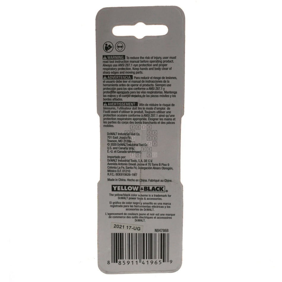 DeWALT DD5111 11/64" Impact Ready Drill Bit, TiN Coated, Pilot Point, 1/4" Hex Quick Connect Shank