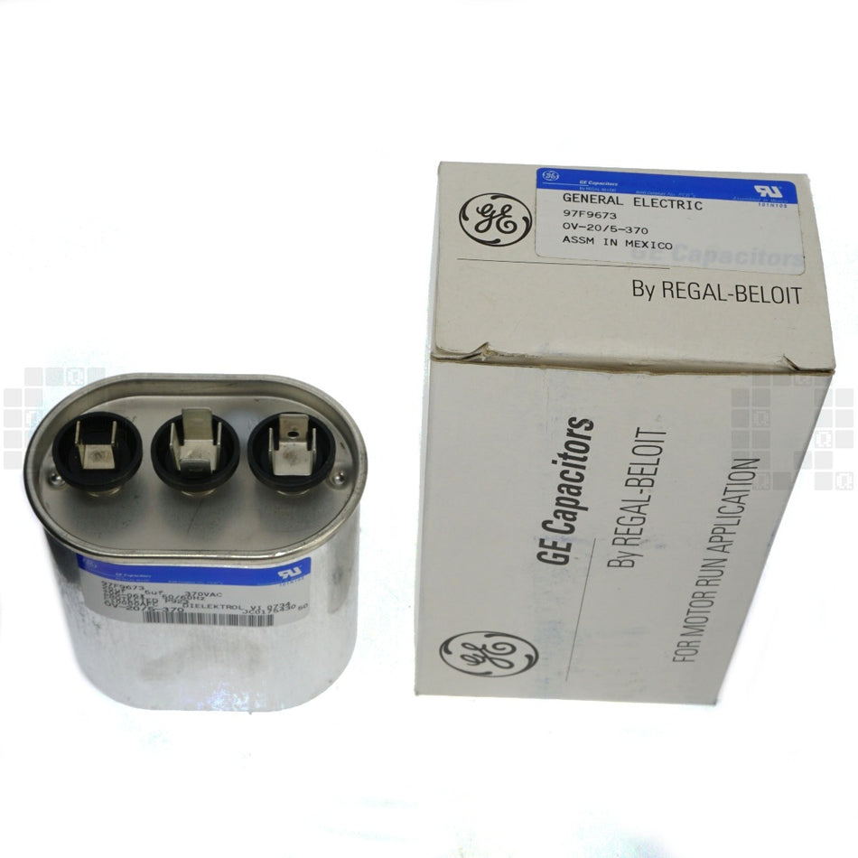 OV-20/5-370 General Electric (GE) Electric Motor Run Capacitor, 20uF/5uF, 370VAC, 97F9673