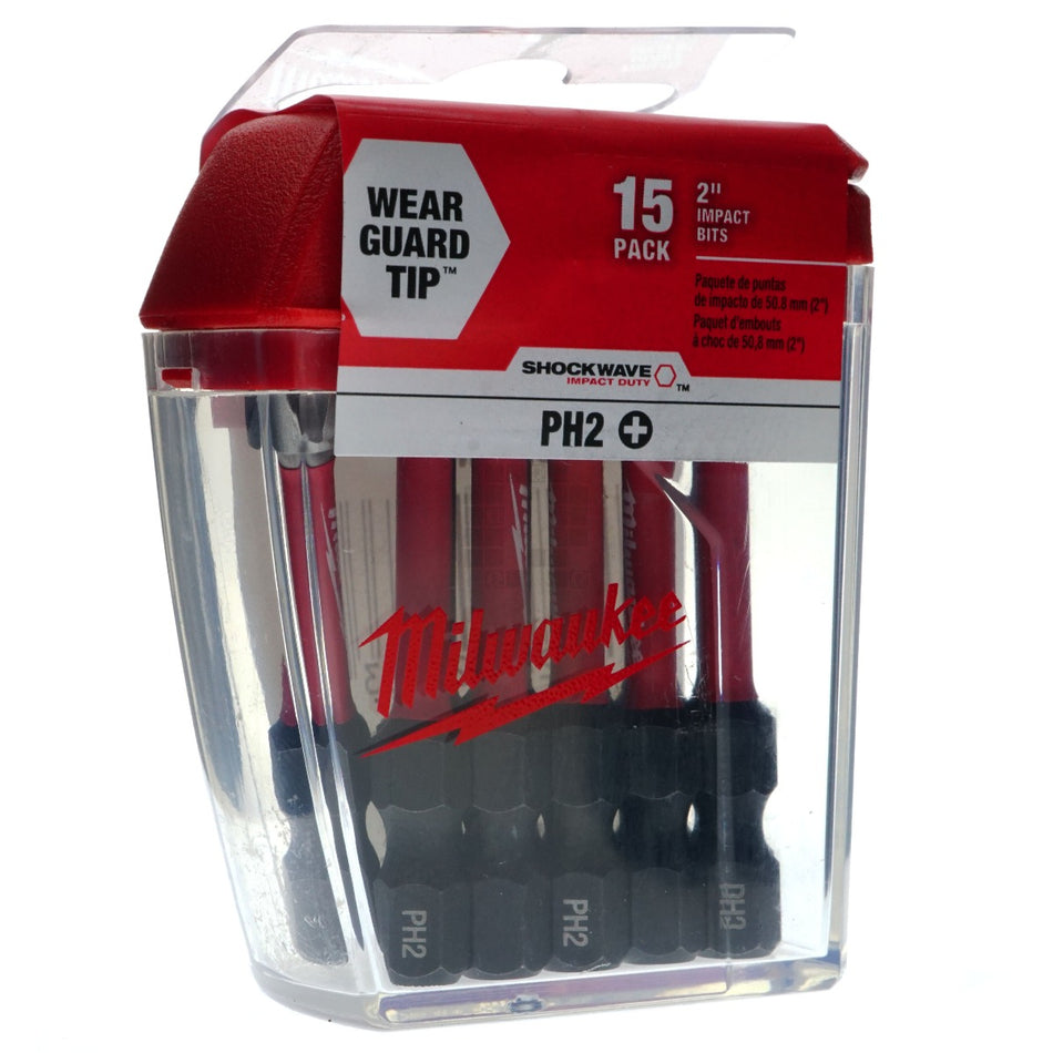 Milwaukee Tool 48-32-5004 PH2 2" SHOCKWAVE Impact Duty Phillips Bits (15 Pack)