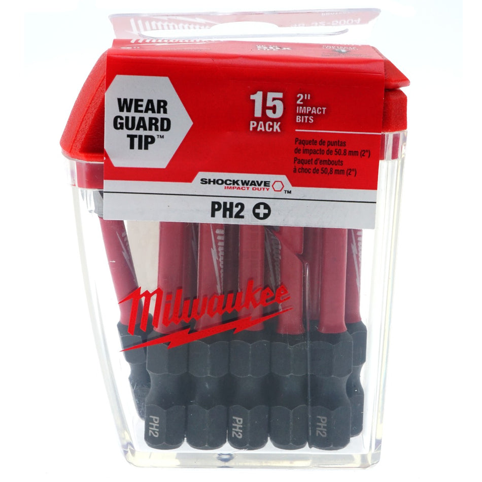 Milwaukee Tool 48-32-5004 PH2 2" SHOCKWAVE Impact Duty Phillips Bits (15 Pack)