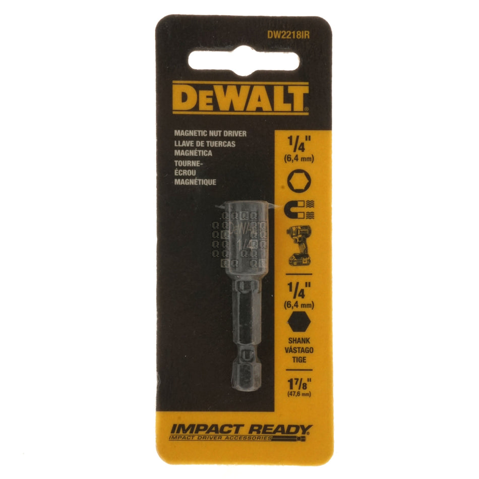 DeWALT DW2218IR 1/4" x 1/4" Hex Impact Ready Magnetic Nut Driver, 1-7/8" Length