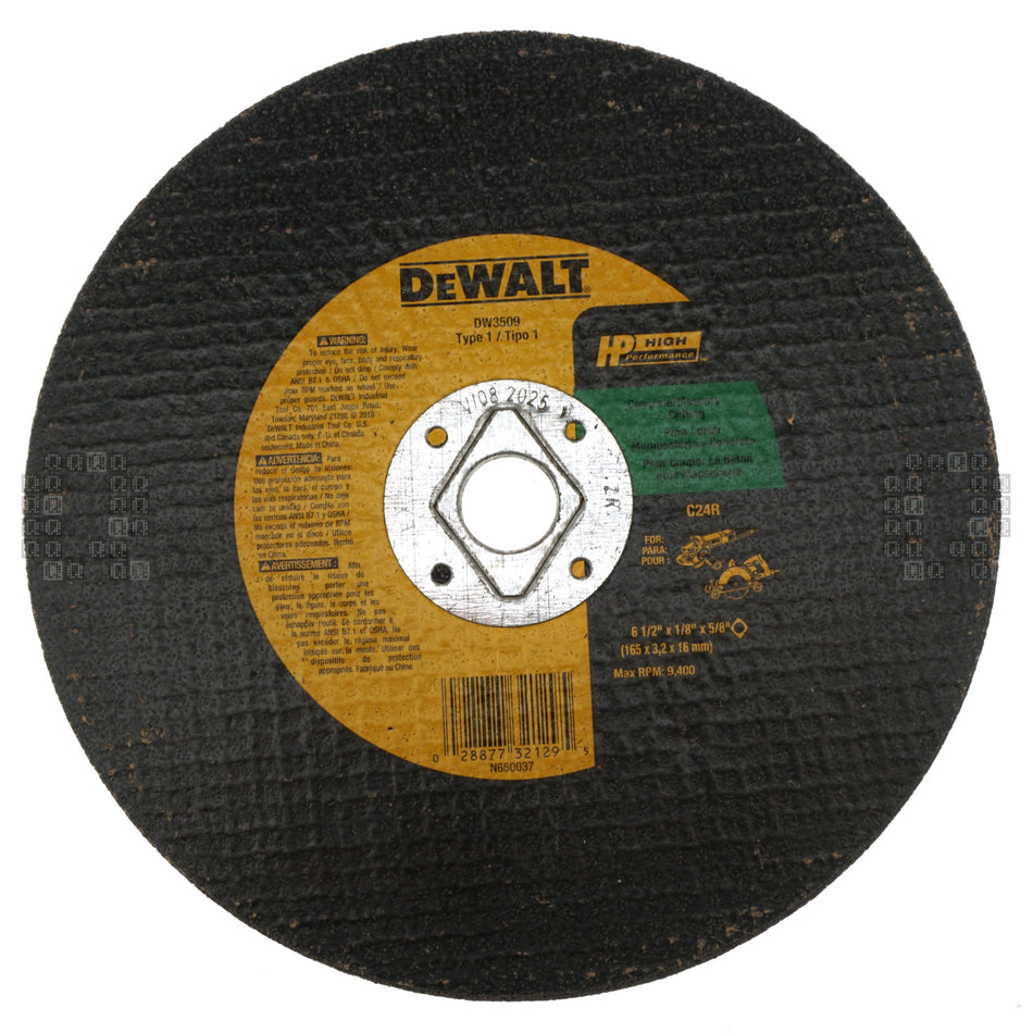DeWALT DW3509 6-1/2" Diameter Concrete/Masonry Cutting Wheel, 1/8" Thickness
