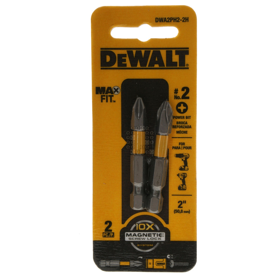 DeWALT DWA2PH2-2H PH2 / #2 Phillips MAX FIT Bit Tips, 2" Length, 2-Pack