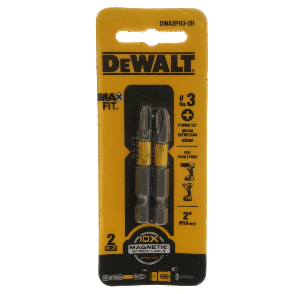 DeWALT DWA2PH3-2H #3 Phillips / PH3 MAX Fit Driver Bit, 2" Length, 2-Pack