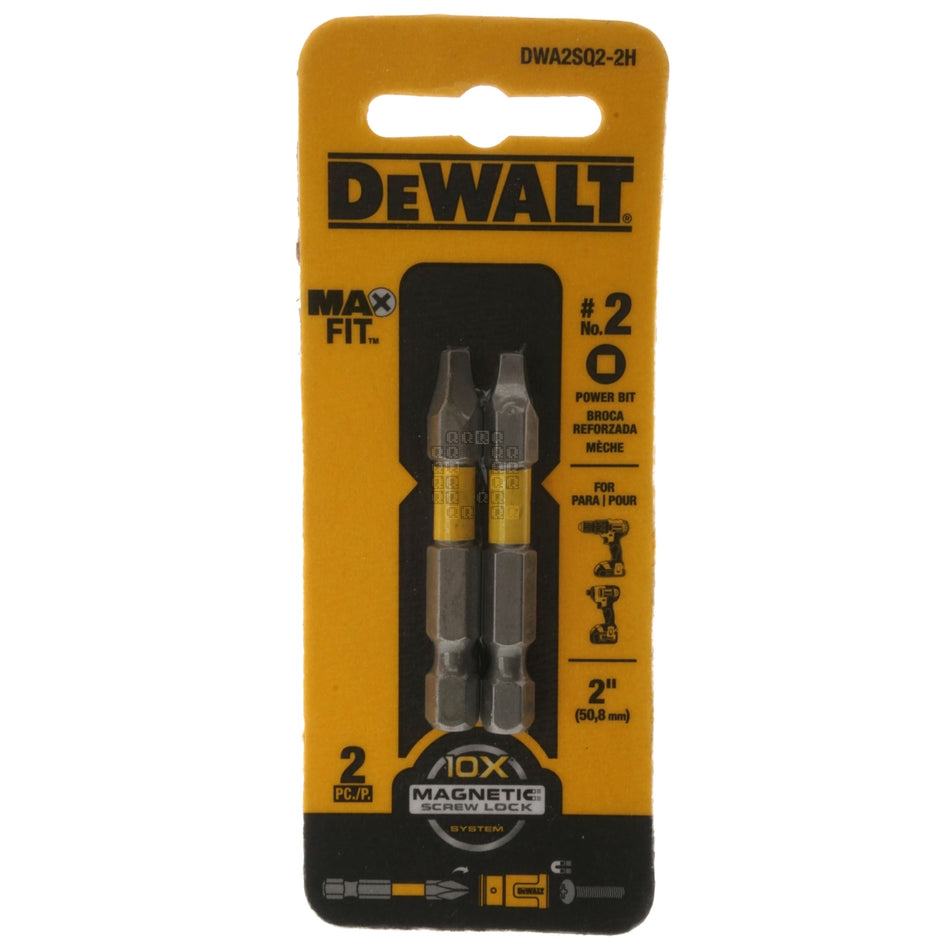 DeWALT DWA2SQ2-2H SQ2 / #2 Square Recess MAX FIT Power Bit, 2" Length, 2-Pack