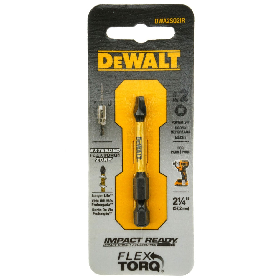 Dewalt DWA2SQ2IR #2 Square Impact Ready Flex Torq Power Bit, 2-1/4" Length