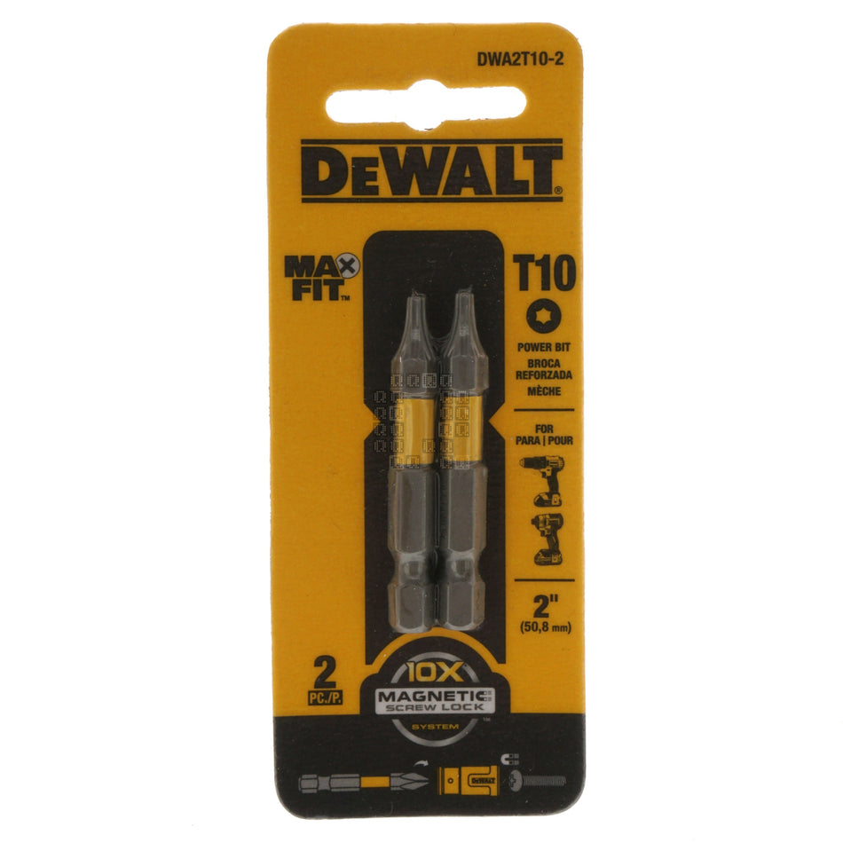 DeWALT DWA2T10-2 T10 TORX MAX FIT Power Bit, 2" Length, 2-Pack