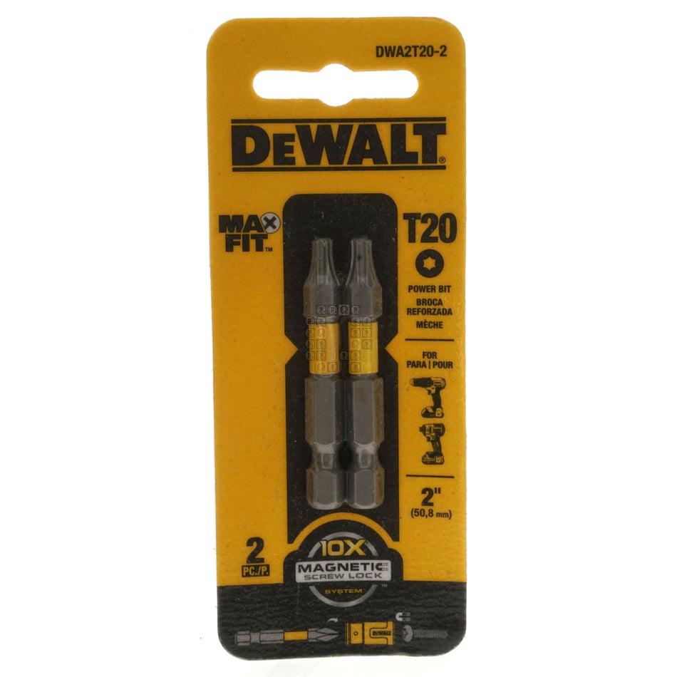 DeWALT DWA2T20-2 T20 TORX MAX FIT Power Driver Bit, 2" Length, 2-Pack