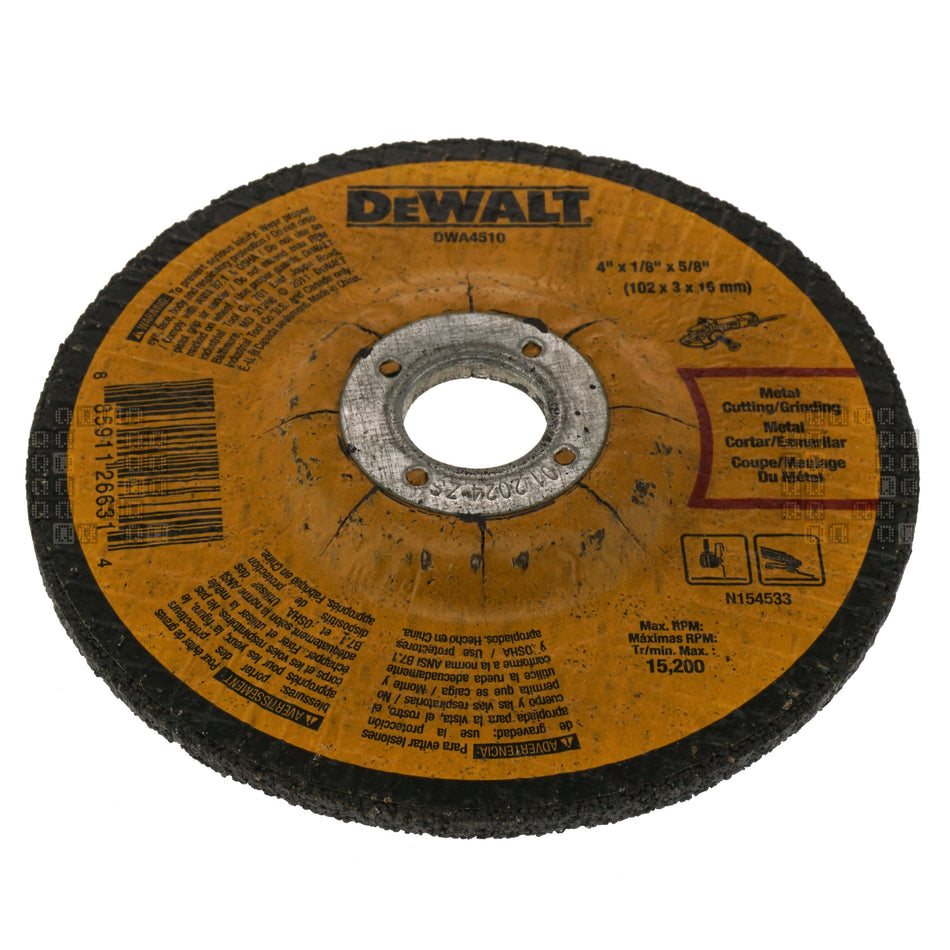 DeWALT DWA4510 4" Diameter Aluminum Oxide Abrasive Grinding Wheel, 1/8" Thickness