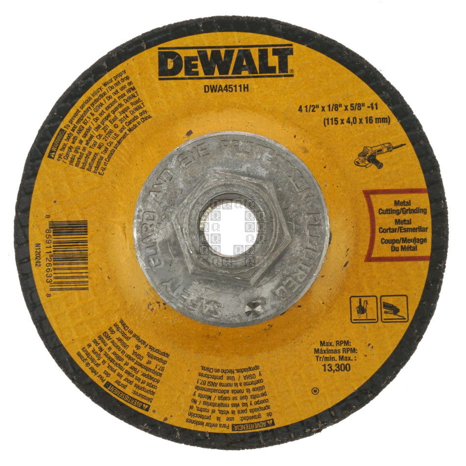 DeWALT DWA4511H 4-1/2" Diameter Metal Abrasive Grinding Wheel, 1/8" Thickness