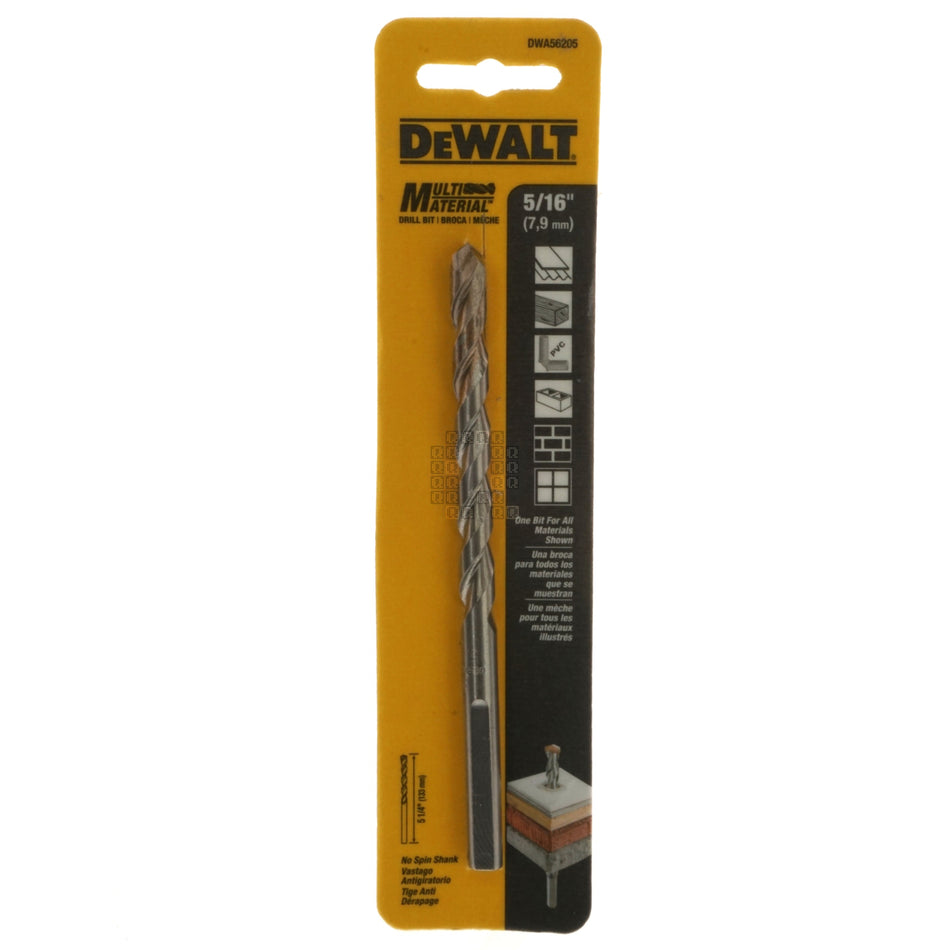 DeWALT DWA56205 Carbide Tipped Multi-Material Drill Bit, 5/16" Diameter, 5-1/4" Length
