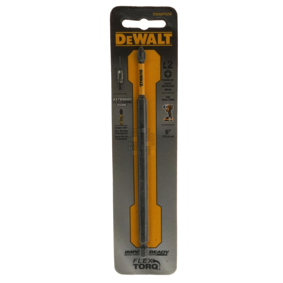 DeWalt DWA6PH2IR #2 Philips / PH2 Impact Ready FLEX TORQ Power Bit, 6" Length