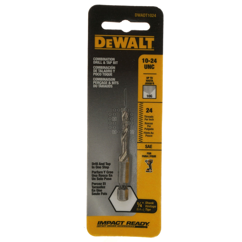 DeWALT DWADT1024 #10-24 UNC Right Hand (RH) Combination Drill & Tap Bit