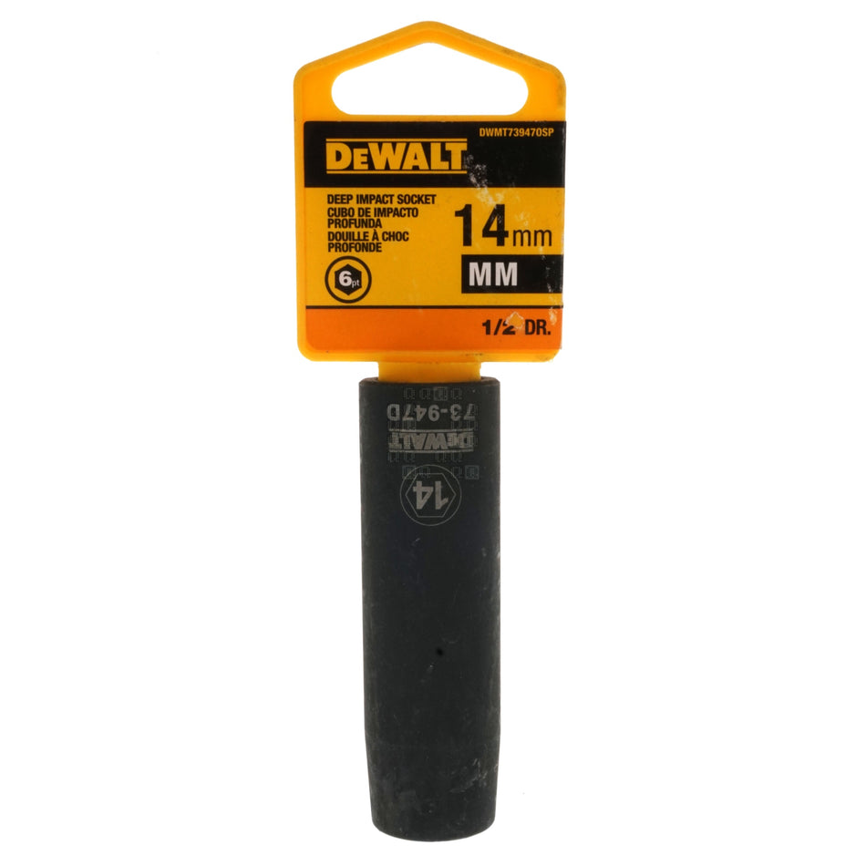 DeWALT DWMT73947OSP 14mm Metric Black Deep Impact Socket, 1/2" Drive, 73-947D, 6-Point