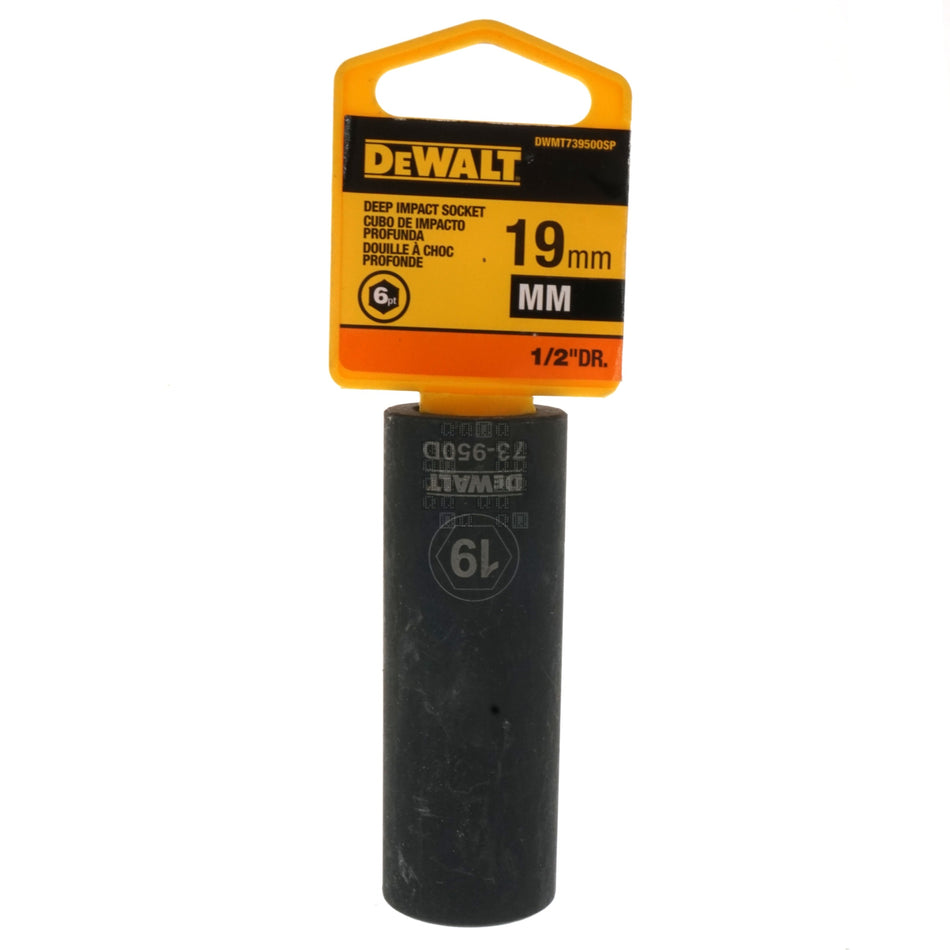 DeWALT DWMT73950OSP 19mm Metric Black Deep Impact Socket, 1/2" Drive, 73-950D, 6-Point