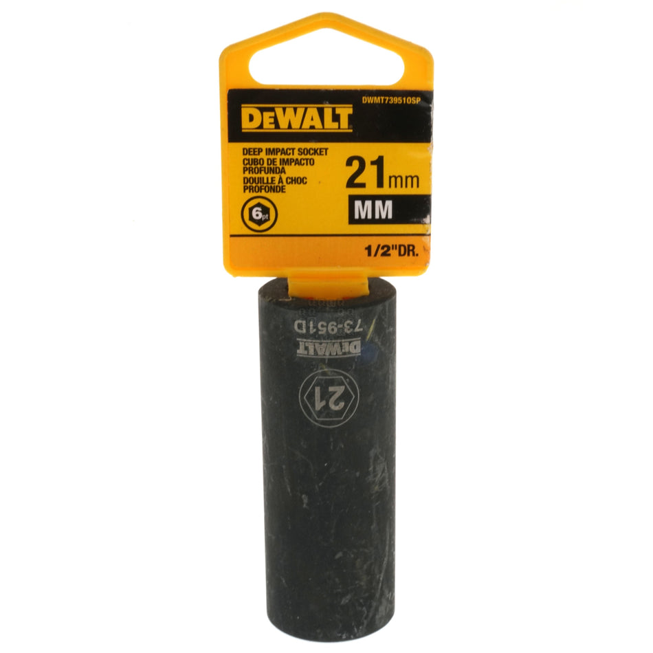 DeWALT DWMT73951OSP 21mm Metric Black Deep Impact Socket, 1/2" Drive, 73-951D, 6-Point
