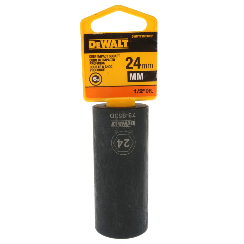 DeWALT DWMT73953OSP 24mm Metric Black Deep Impact Socket, 1/2" Drive, 73-953D, 6-Point