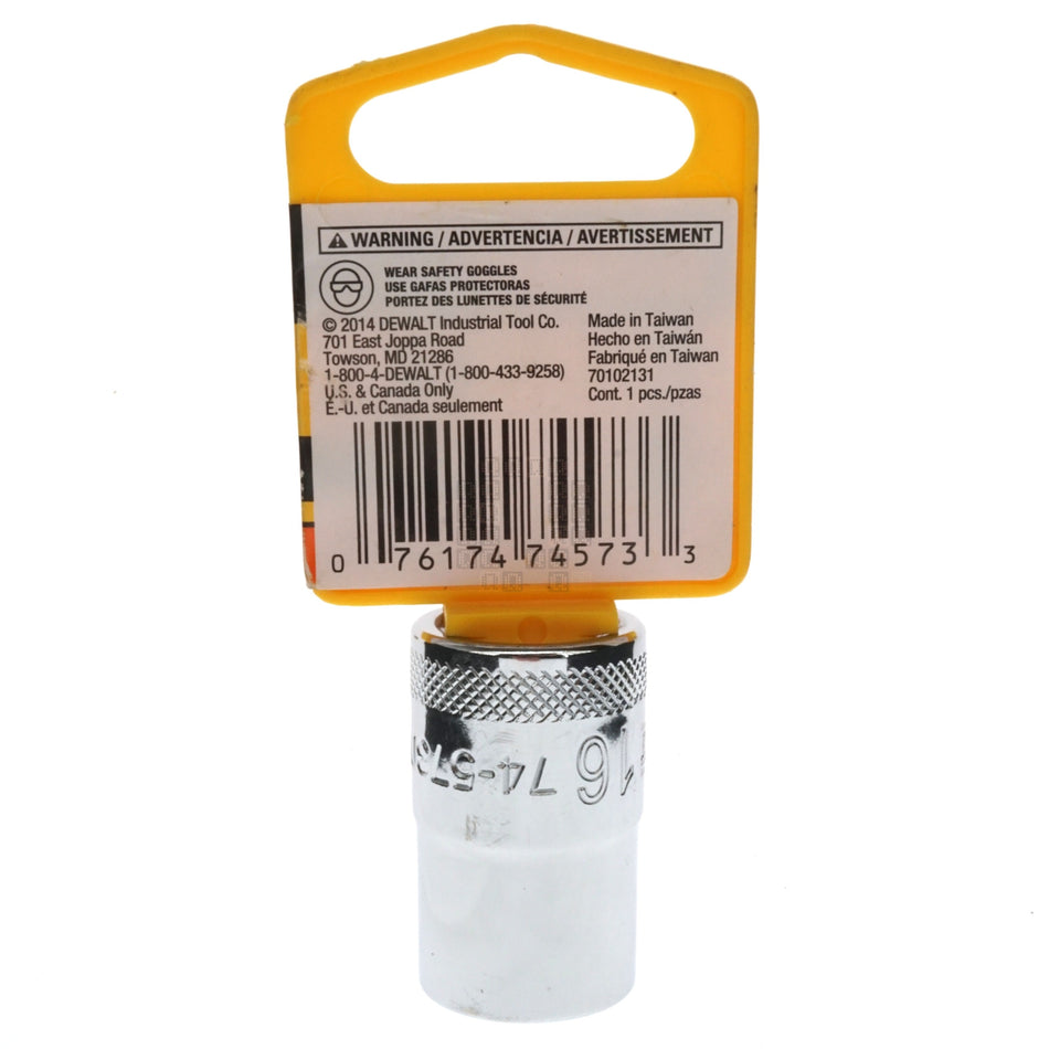 DeWALT DWMT74573OSP Metric Chrome Socket, 16mm 12-Point, 1/2" Drive, 74-573D
