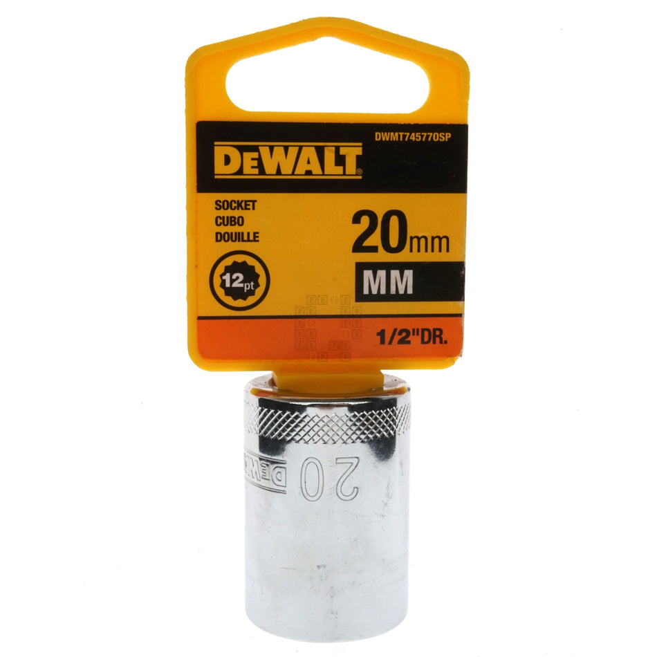 DeWALT DWMT74577OSP Metric Chrome Socket, 20mm 12-Point, 1/2" Drive, 74-577D