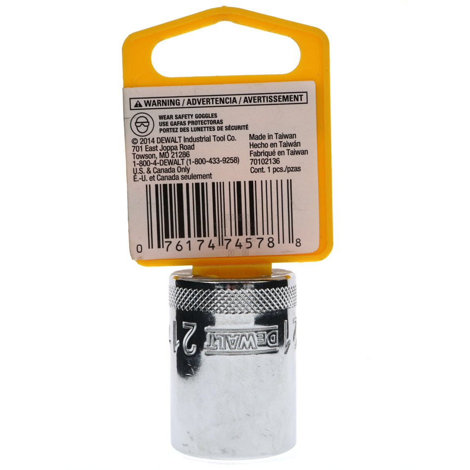 DeWALT DWMT74578OSP Metric Chrome Socket, 21mm 12-Point, 1/2" Drive, 74-578D