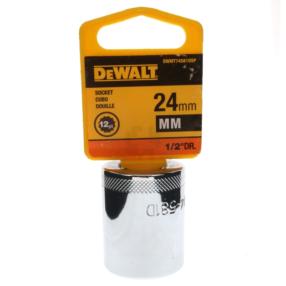 DeWALT DWMT74581OSP Metric Chrome Socket, 24mm 12-Point, 1/2" Drive, 74-581D