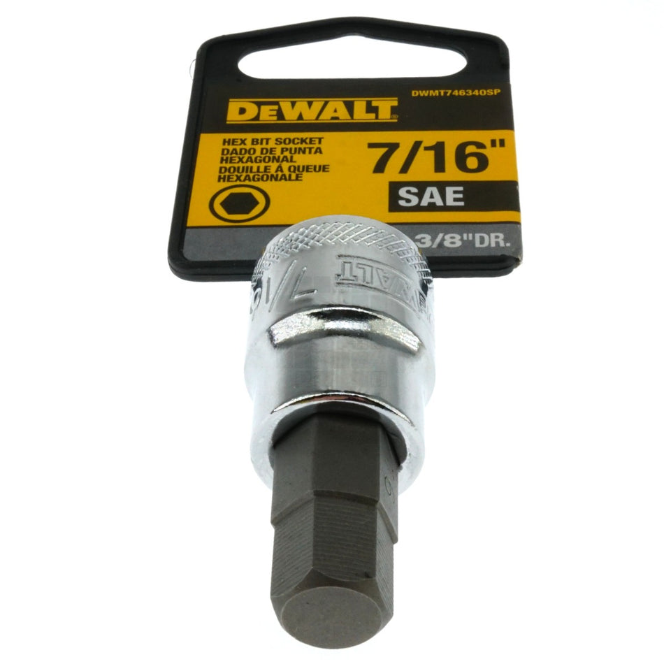 Dewalt DWMT74634OSP 7/16" Chrome Hex Bit Socket, 3/8" Drive, 74-634D