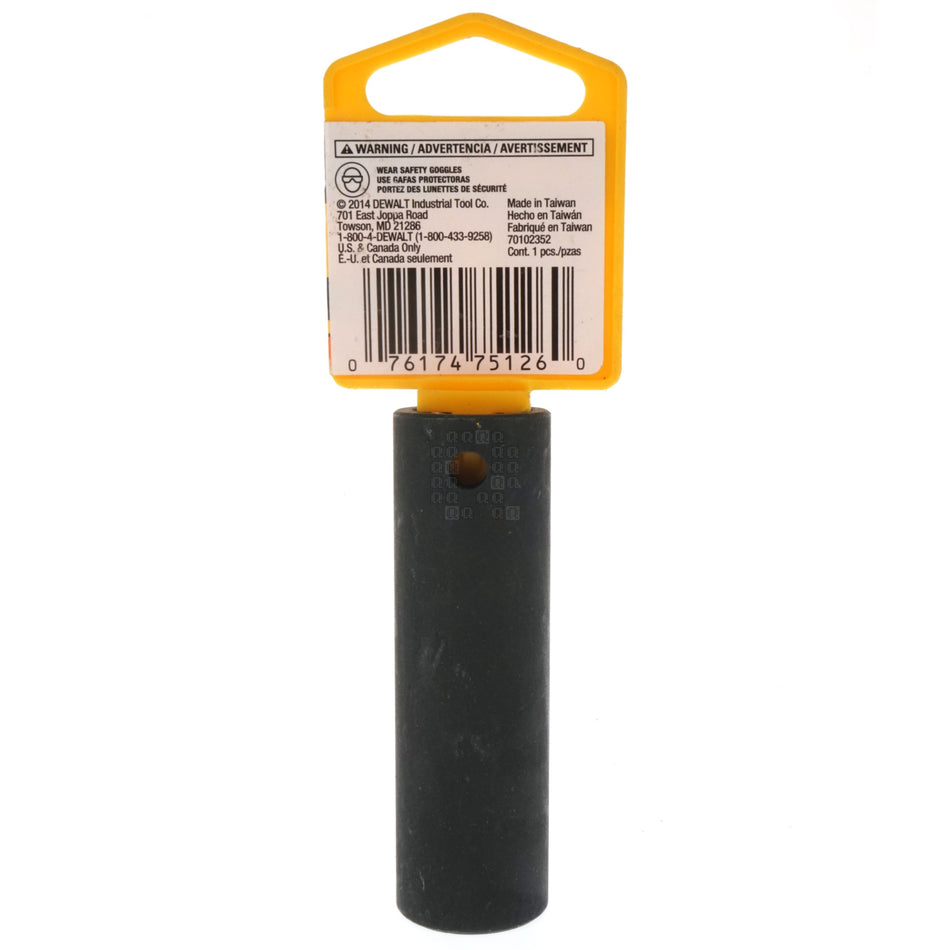 DeWALT DWMT75126OSP 15mm Metric Black Deep Impact Socket, 1/2" Drive, 75-126D, 6-Point