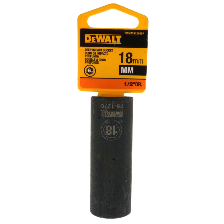 DeWALT DWMT75127OSP 18mm Black Deep Impact Socket, 1/2" Drive, 75-127D, 6-Point