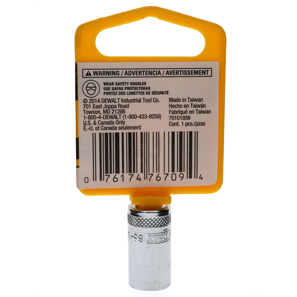 DeWALT DWMT86106OSP Metric Chrome Socket, 9mm 6-Point, 1/4" Drive, 86-106D