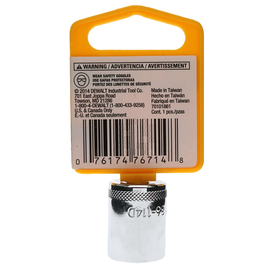 DeWALT DWMT86114OSP 14mm Metric Chrome Socket, 1/4" Drive, 86-114D 6-Point