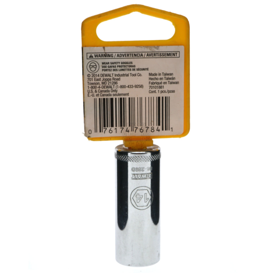 DeWALT DWMT86289OSP 14mm Deep Metric Chrome Socket, 1/4" Drive, 86-289D 6-Point