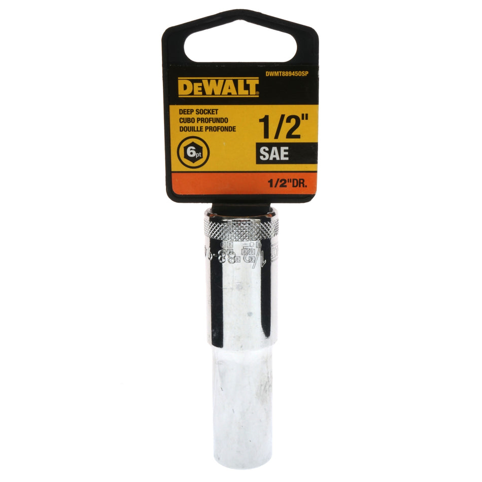 DeWALT DWMT88945OSP SAE Deep Chrome Socket, 1/2" 6-Point, 1/2" Drive, 88-945D