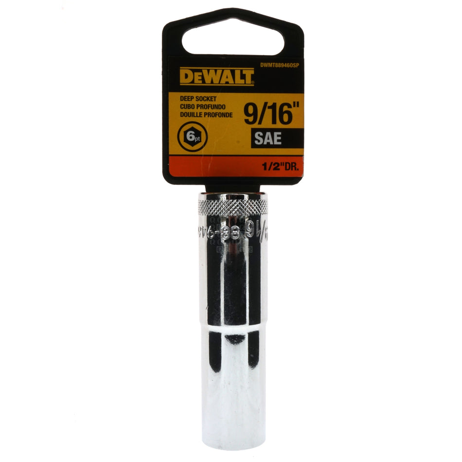 DeWALT DWMT88946OSP SAE Deep Chrome Socket, 9/16" 6-Point, 1/2" Drive, 88-946D