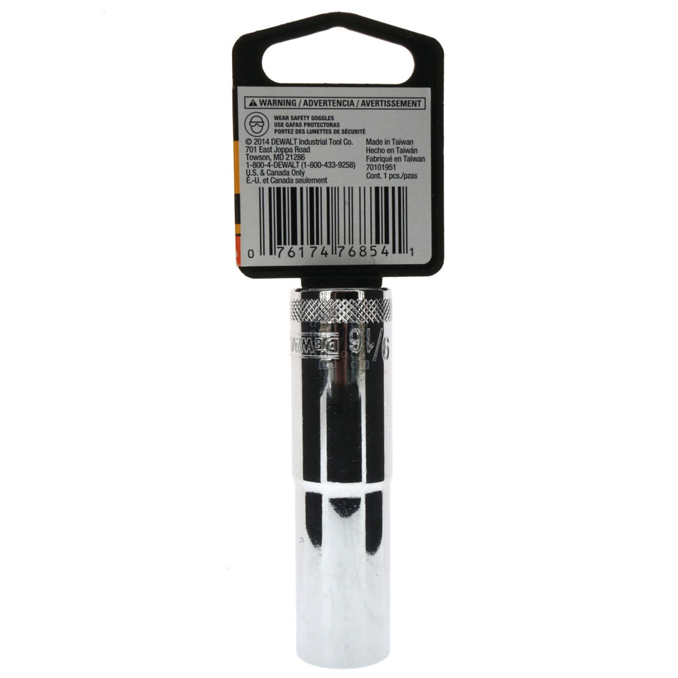 DeWALT DWMT88946OSP SAE Deep Chrome Socket, 9/16" 6-Point, 1/2" Drive, 88-946D