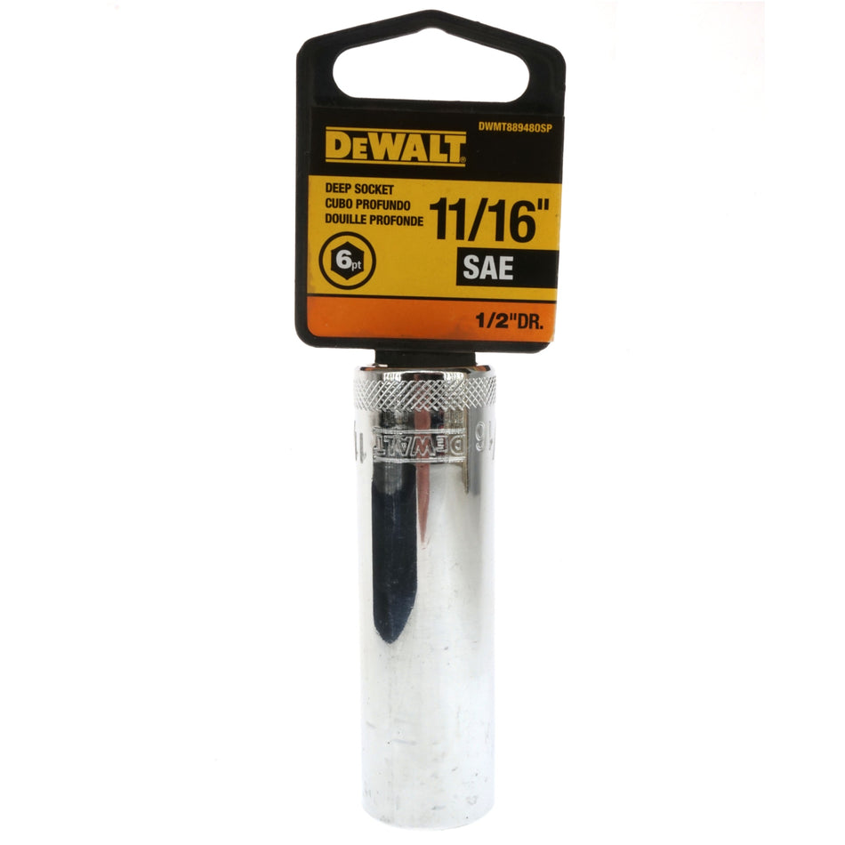 DeWALT DWMT88948OSP SAE Deep Chrome Socket, 11/16" 6-Point, 1/2" Drive, 88-948D