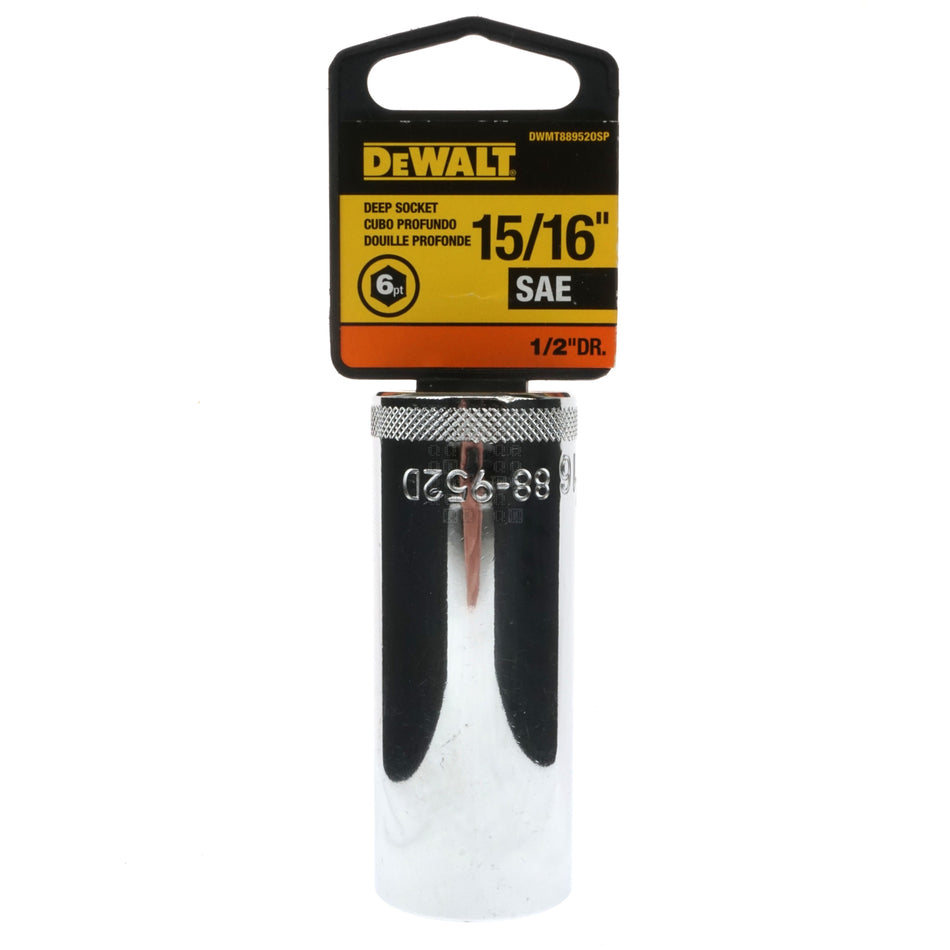 DeWALT DWMT88952OSP SAE Deep Chrome Socket, 15/16" 6-Point, 1/2" Drive, 88-952D
