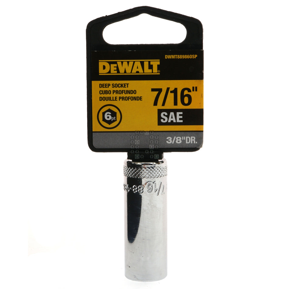 DeWALT DWMT88986OSP SAE Deep Chrome Socket, 7/16" 6-Point, 3/8" Drive, 88-986D