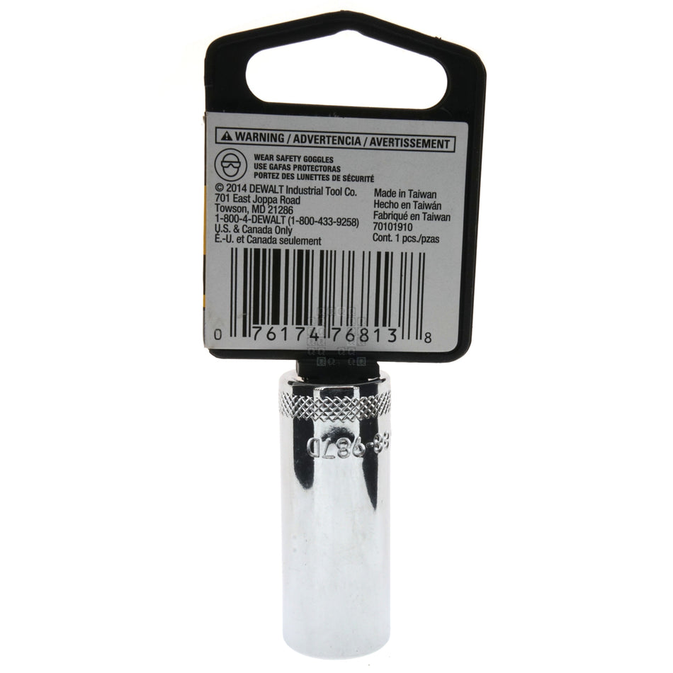 DeWALT DWMT88987OSP SAE Deep Chrome Socket, 1/2" 6-Point, 3/8" Drive, 88-987D