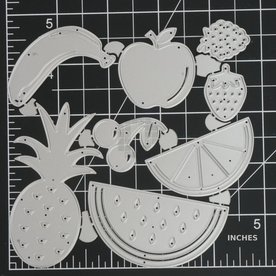 Mixed Fruit 8-Piece Metal Cutting Die Set, Orange Apple Cherry Banana Strawberry