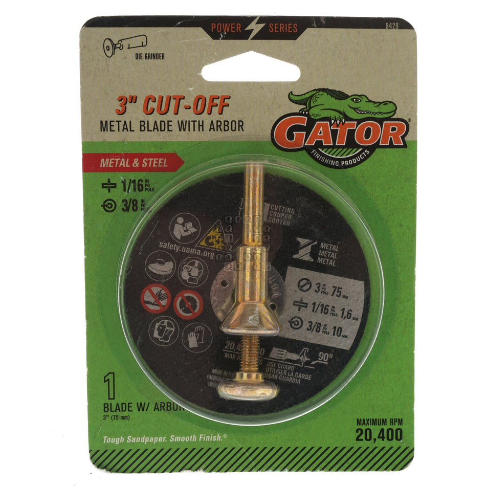 Gator 9429 3" Cut-Off Metal Blade with Arbor, 1/16" Thickness, 3/8" Arbor