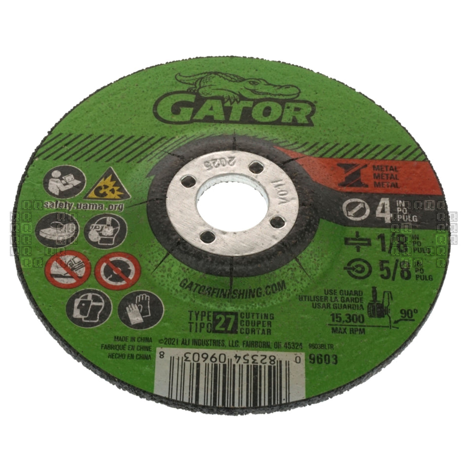 Gator 9603 4" GatorBlade Aluminum Oxide Abrasive Cut-Off Wheel, 1/8" Thick, 5/8" Arbor