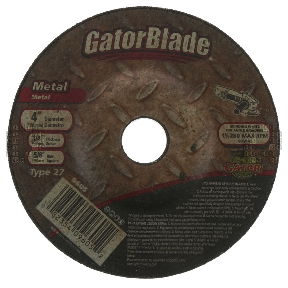 Gator 9605 4" GatorBlade Silicon Carbide Abrasive Cut-Off Wheel, 1/4" Thick, 5/8" Arbor