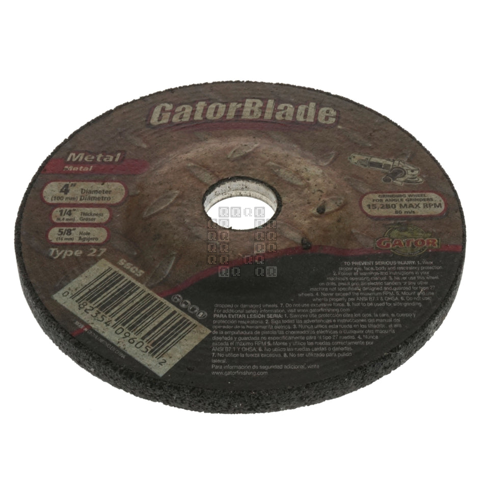 Gator 9605 4" GatorBlade Silicon Carbide Abrasive Cut-Off Wheel, 1/4" Thick, 5/8" Arbor